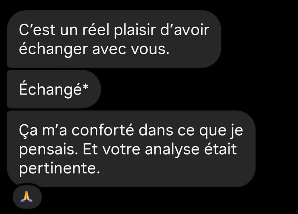 Message d'une consultante à Suzan